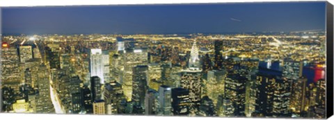 Framed Buildings Lit Up At Dusk, Manhattan, NYC, New York City Print