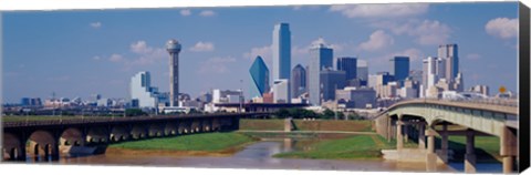 Framed Office Buildings In A City, Dallas, Texas, USA Print