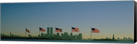 Framed American flags in a row, New York City, New York State, USA Print