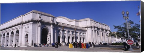 Framed USA, Washington DC, Tourists walking in front of Union Station Print