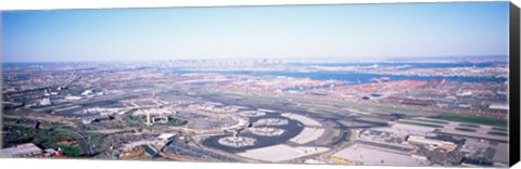 Framed USA, New Jersey, Newark Airport, Aerial view with Manhattan in background Print