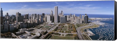 Framed USA, Illinois, Chicago, Millennium Park, Pritzker Pavilion, aerial view of a city Print