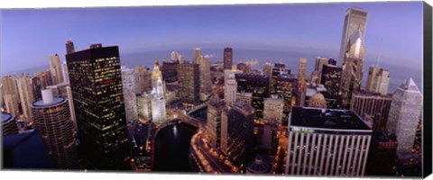 Framed USA, Illinois, Chicago, Chicago River, High angle view of the city Print