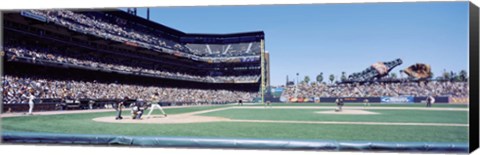 Framed USA, California, San Francisco, SBC Ballpark, Spectator watching the baseball game in the stadium Print