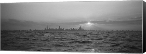 Framed Sunset Over A City, Chicago, Illinois, USA Print