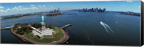 Framed Aerial View of the Statue of Liberty, New York City Print