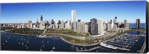 Framed Boats docked at a harbor, Chicago, Illinois, USA Print