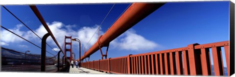 Framed Tourist Walking On A Bridge, Golden Gate Bridge, San Francisco, California, USA Print