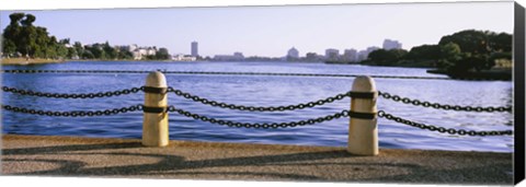 Framed Lake In A City, Lake Merritt, Oakland, California, USA Print