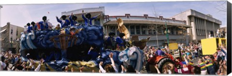 Framed Crowd of people cheering a Mardi Gras Parade, New Orleans, Louisiana, USA Print