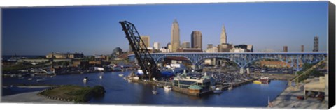 Framed High angle view of boats in a river, Cleveland, Ohio, USA Print