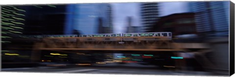 Framed Electric train crossing a bridge, Chicago, Illinois, USA Print