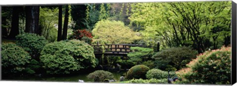 Framed Panoramic view of a garden, Japanese Garden, Washington Park, Portland, Oregon Print