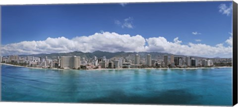 Framed Buildings at the Honolulu, Oahu, Hawaii Waterfront Print