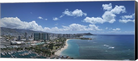 Framed Buildings in a city, Honolulu, Oahu, Hawaii, USA 2007 Print