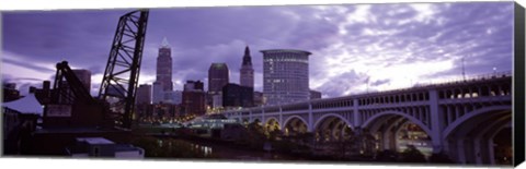 Framed Cleveland, Ohio Bridge and River Print