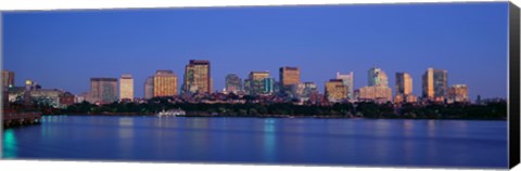 Framed Buildings at the waterfront lit up at night, Boston, Massachusetts, USA Print