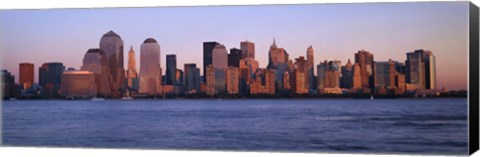 Framed Hazy Skyline View of NYC from the Waterfront Print