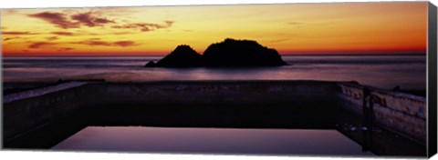 Framed Silhouette of islands in the ocean, Sutro Baths, San Francisco, California, USA Print