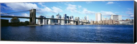 Framed Bridge across a river, Brooklyn Bridge, Manhattan Print