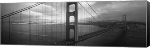 Framed High angle view of a bridge across the sea, Golden Gate Bridge, San Francisco, California Print