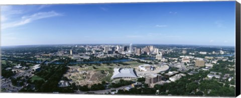 Framed Aerial view of a city, Austin, Travis County, Texas Print