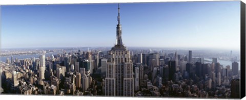 Framed Aerial view of a cityscape, Empire State Building, Manhattan, New York City, New York State, USA Print