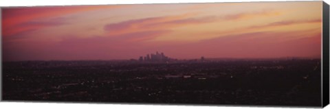 Framed Red sky over Los Angeles, California Print