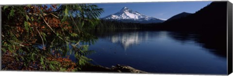 Framed Reflection of a mountain in a lake, Mt Hood, Lost Lake, Mt. Hood National Forest, Hood River County, Oregon, USA Print