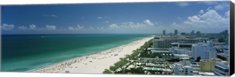 Framed City at the beachfront, South Beach, Miami Beach, Florida, USA Print