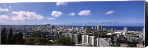 Framed Honolulu City Skyline Print