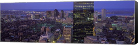 Framed Boston Lit Up at Night Print