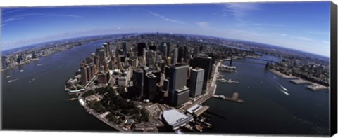 Framed Aerial view of Manhattan and rivers, New York City, New York State, USA Print