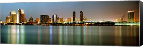 Framed City skyline at night, San Diego, California, USA Print