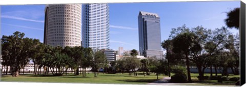 Framed Buildings in a city viewed from a park, Plant Park, University Of Tampa, Tampa, Hillsborough County, Florida, USA Print