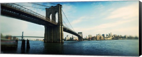 Framed Bridge across a river, Brooklyn Bridge, East River, Brooklyn, New York City, New York State Print