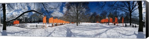 Framed 360 degree view of gates in an urban park, The Gates, Central Park, Manhattan, New York City, New York State, USA Print