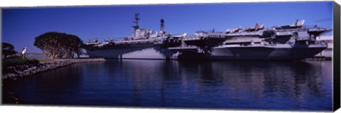 Framed Aircraft carriers at a museum, San Diego Aircraft Carrier Museum, San Diego, California, USA Print