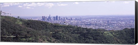 Framed Aerial view of Los Angeles from Griffith Park Observatory Print