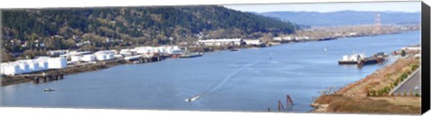 Framed High angle view of a river, Willamette River, Portland, Multnomah County, Oregon, USA Print