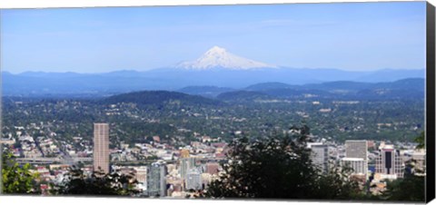 Framed High angle view of a city, Mt Hood, Portland, Oregon, USA 2010 Print