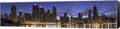 Framed Night Skyline, Lake Michigan, Chicago, Cook County, Illinois, USA 2010 Print