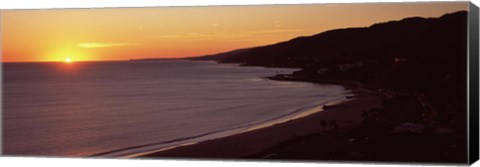 Framed Beach at sunset, Malibu Beach, Malibu, Los Angeles County, California, USA Print