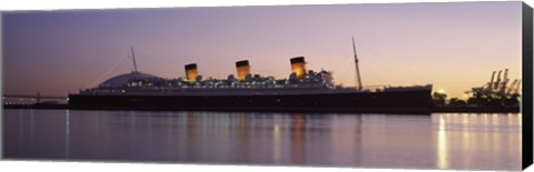 Framed RMS Queen Mary in an ocean, Long Beach, Los Angeles County, California, USA Print