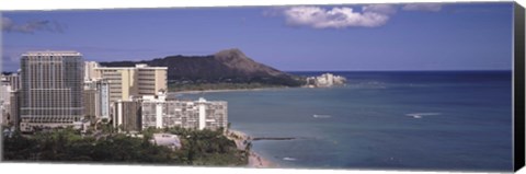 Framed Buildings at the waterfront, Honolulu, Oahu, Honolulu County, Hawaii Print