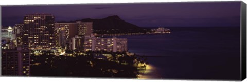 Framed Honolulu at night, Hawaii Print