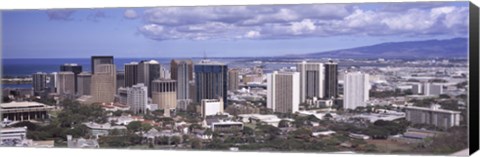 Framed High angle view of a city, Honolulu, Oahu, Honolulu County, Hawaii, USA 2010 Print