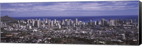 Framed Aerial view of a city, Honolulu, Oahu, Honolulu County, Hawaii, USA 2010 Print