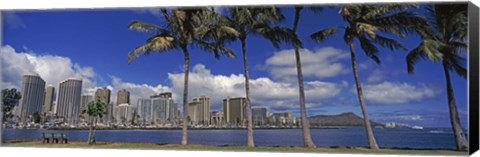 Framed Skyscrapers at the waterfront, Honolulu, Hawaii Print