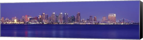 Framed San Diego in Bright Blue Print